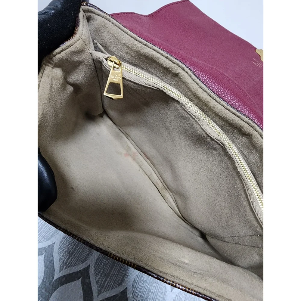 Louis Vuitton Damier Ebene Clapton PM Shoulder Bag Brown/Wine